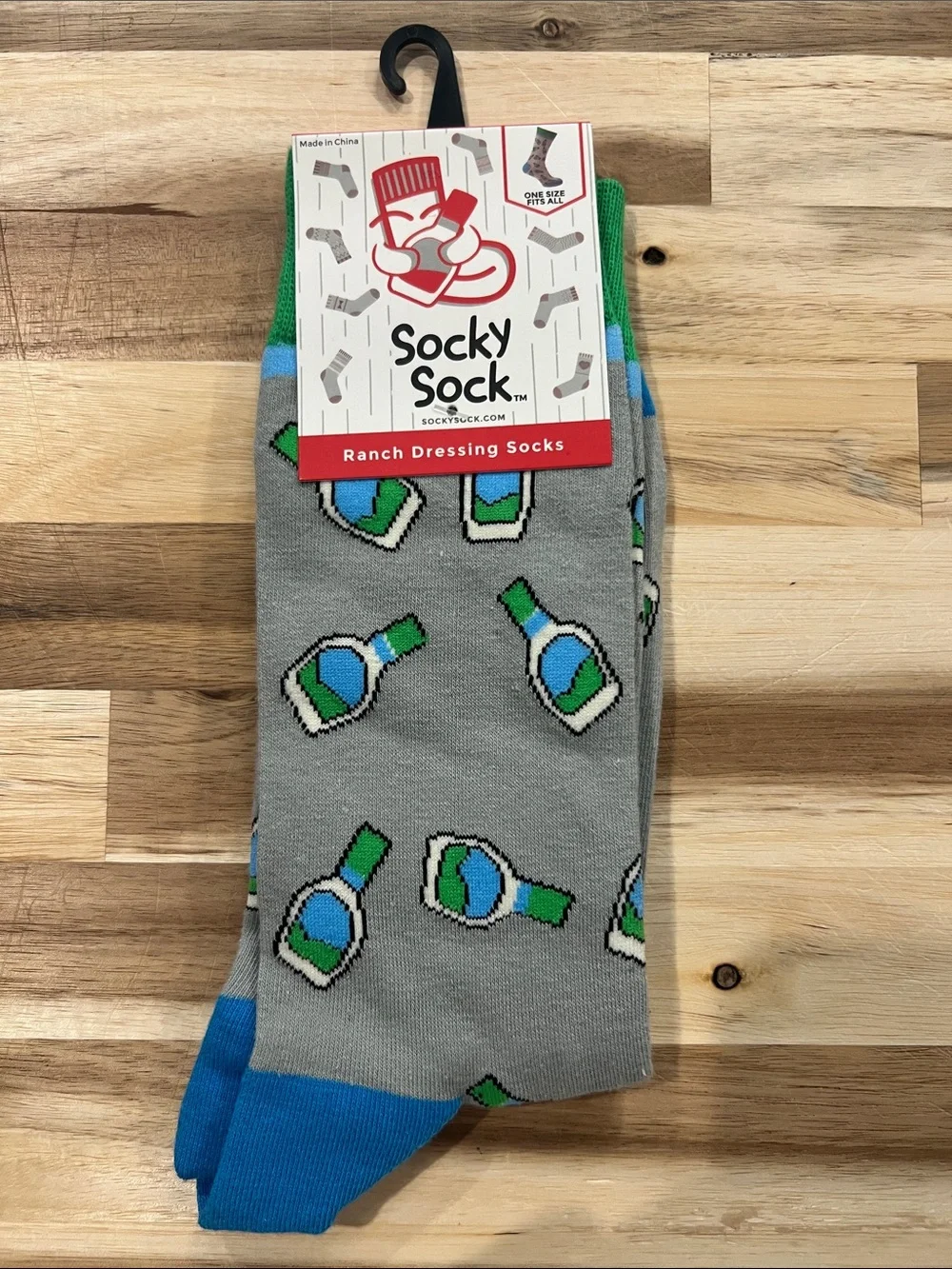 Ranch Dressing Novelty Socks - Gray/Blue/Green